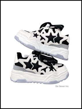 Cute Chunky Platform Sneakers for Women Y2K Star Walking Shoes